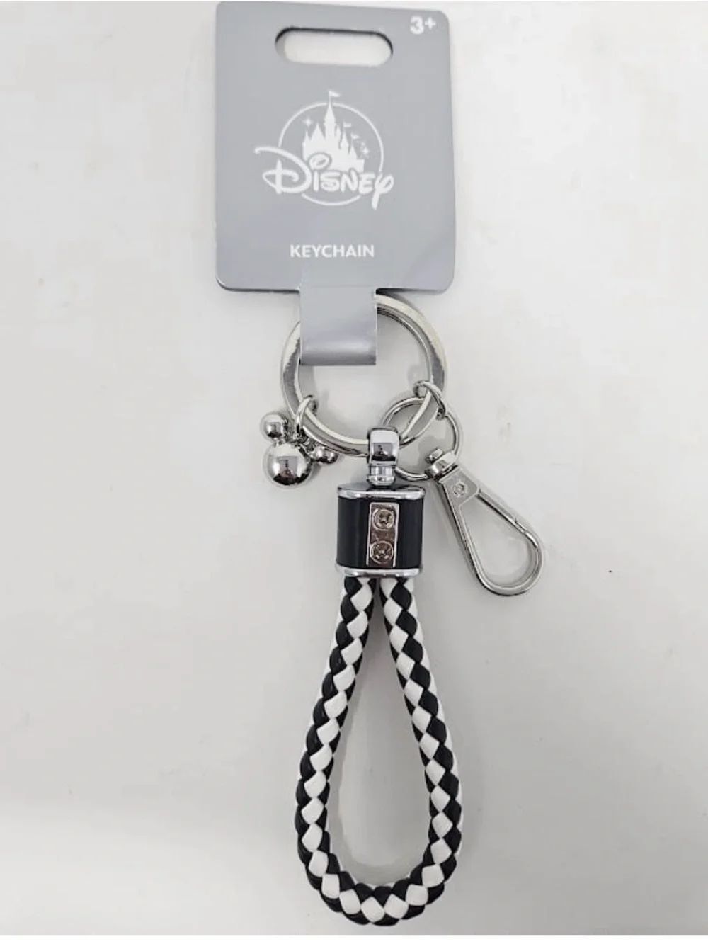 New Disney Black & White Braided Loop Keychain